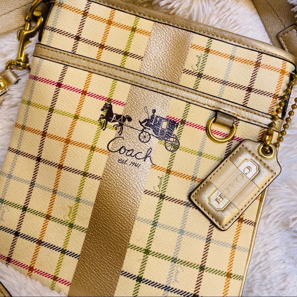 Coach Plaid Cross Body Purse Bag - Picture 2 of 8